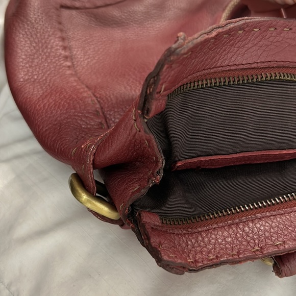 Carla Mancini Grace Wine Woven & Leather Large Shoulder Bag - Picture 8 of 9